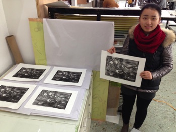 Students with their prints